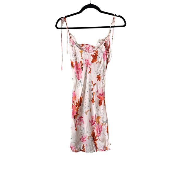 ZARA Safia Satin Floral Mini Dress Pink X-Small - Picture 4 of 5